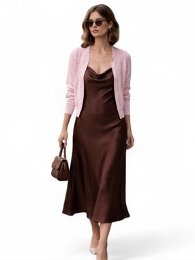 Ann Taylor Pastel Pink 3D Floral Embroidered Cardigan Sweater SZ S